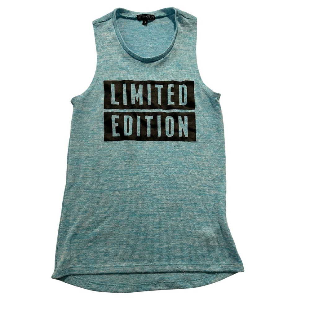 90s FIFTH SUN Teal Heathered Graphic Tank Top Limited Edition Womens Size S